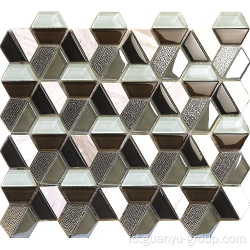 Desain Hexagon Glass Mosaic